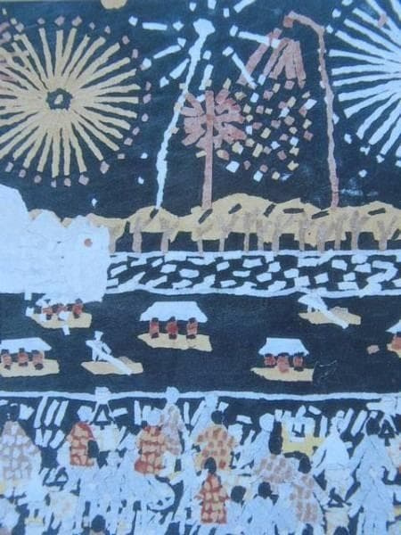 山下 清、江戸川の花火、希少な画集より、新品高級額装付、状態良好