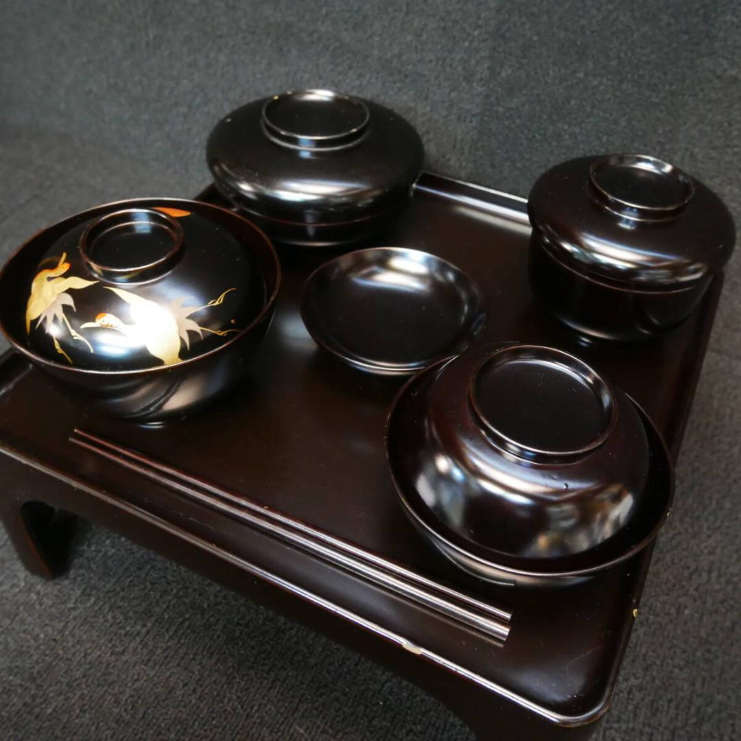 御霊供膳 輪島塗 極上本堅地 布着 昭和初期 岡崎市発送 7078