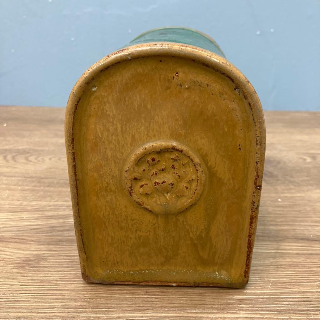 E-壁 中国美術 陶器製 陶枕 とうちん 透かし彫り 古銭文様 陶器製 雑貨