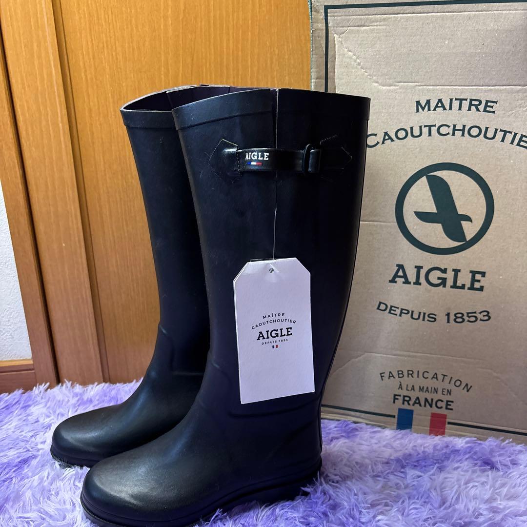 半額‼️AIGLE ブラック レインブーツ