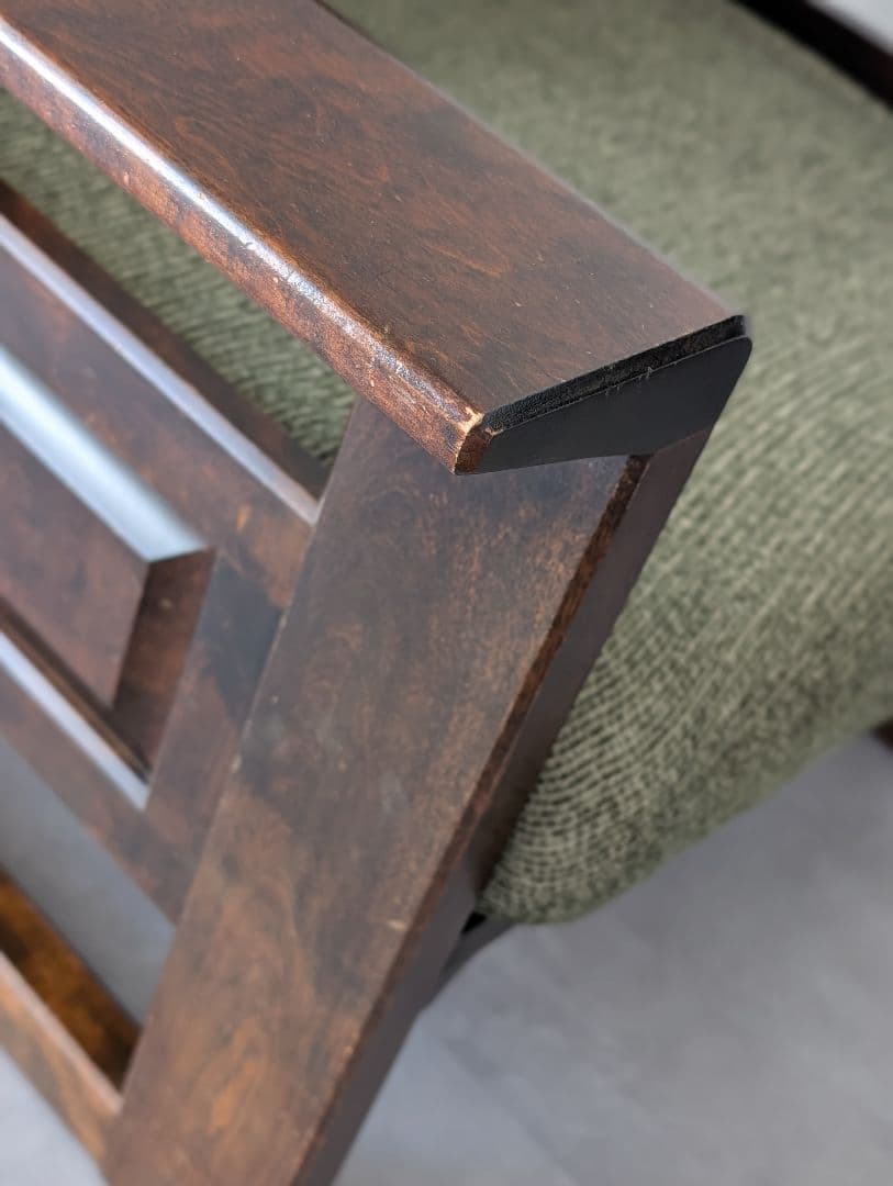 USED/北海道民芸家具 一人掛けソファ 飛騨産業 和モダン カバ材