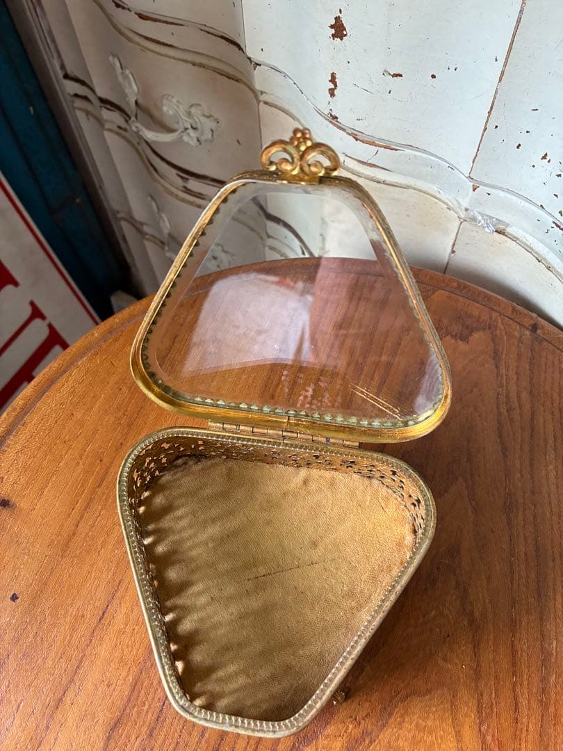k*♡様 フランス　アンティーク　オルモル　ガラス　ジュエリー　ボックス　真鍮