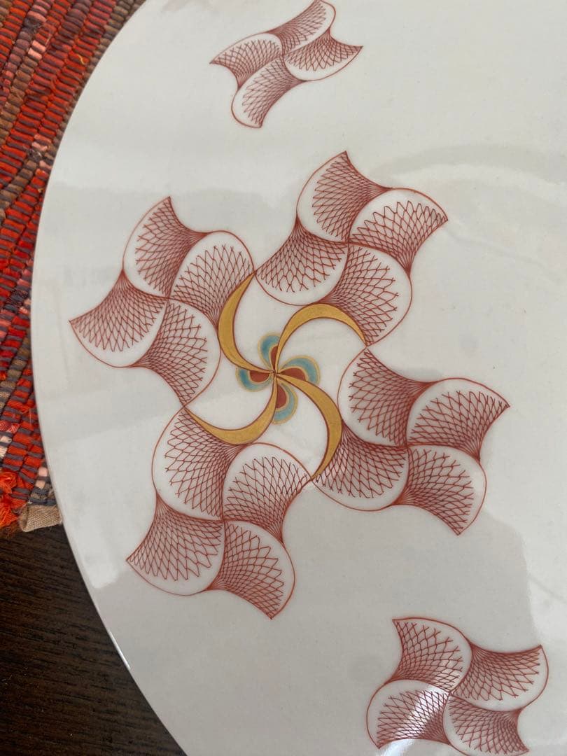 福島武征　(雅号:九谷 武山) 作　赤網手風車文　大鉢