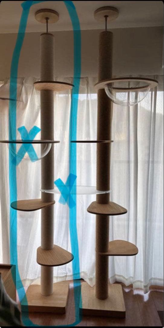 SUMIKA 突っ張り型木製キャットタワーハイエンド（コットンホワイト）