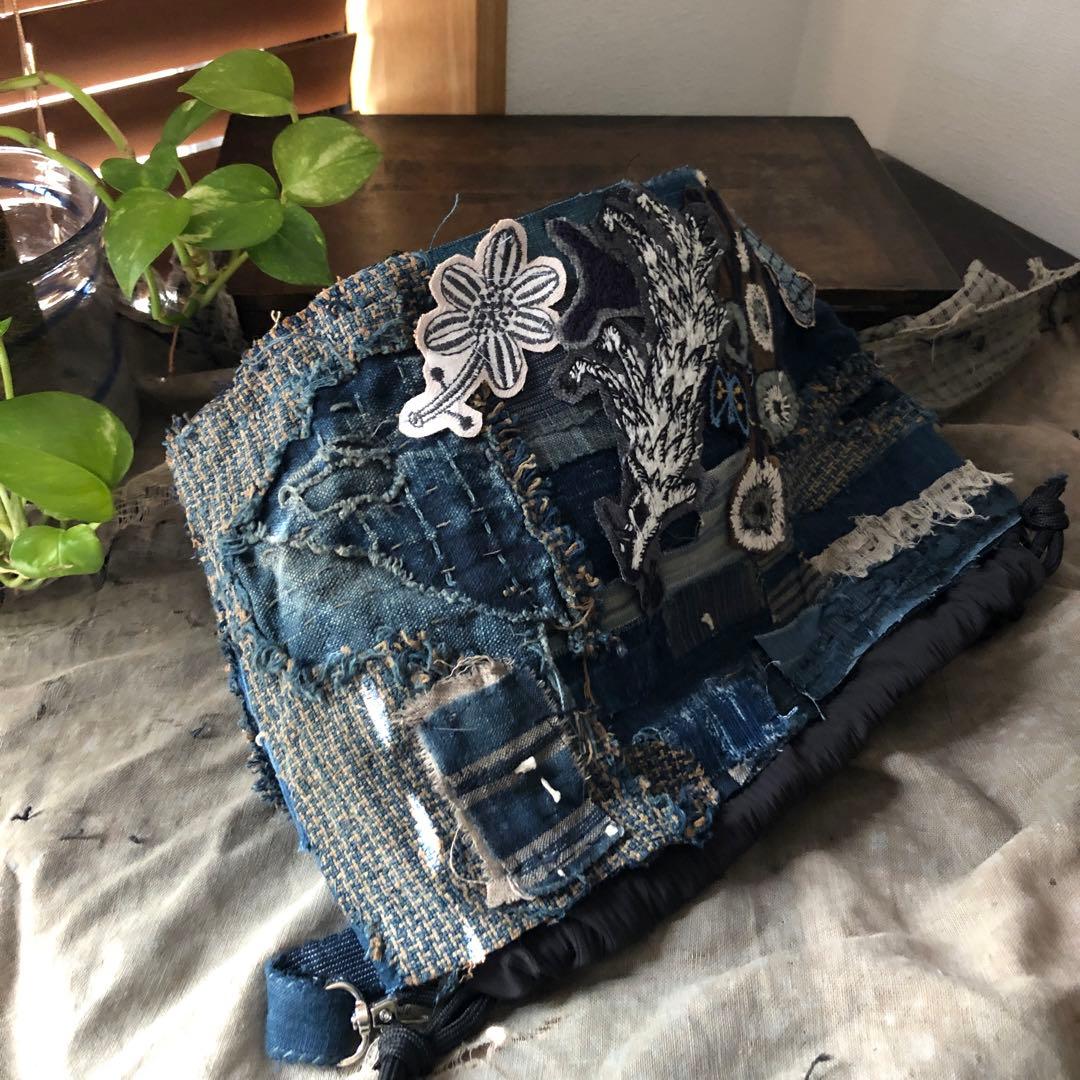 作って見ませんか稀に見る襤褸とミナで巾着袋/ミナペルホネン/藍染