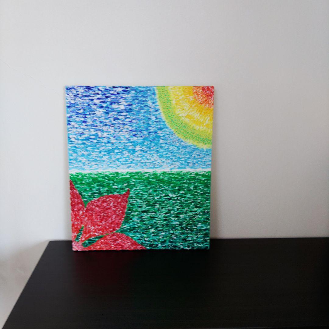 抽象画 自然風景 アクリル絵画　空気感　太陽　花　大地