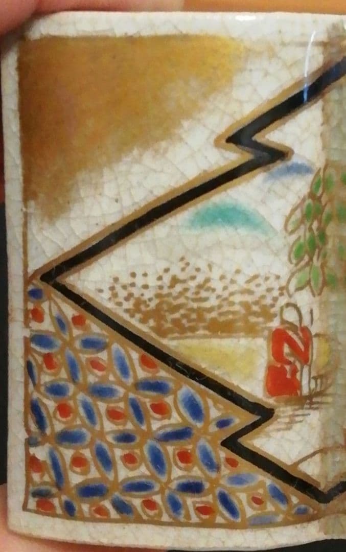 真葛香山作　色絵　本型　香合　箱付　茶道具