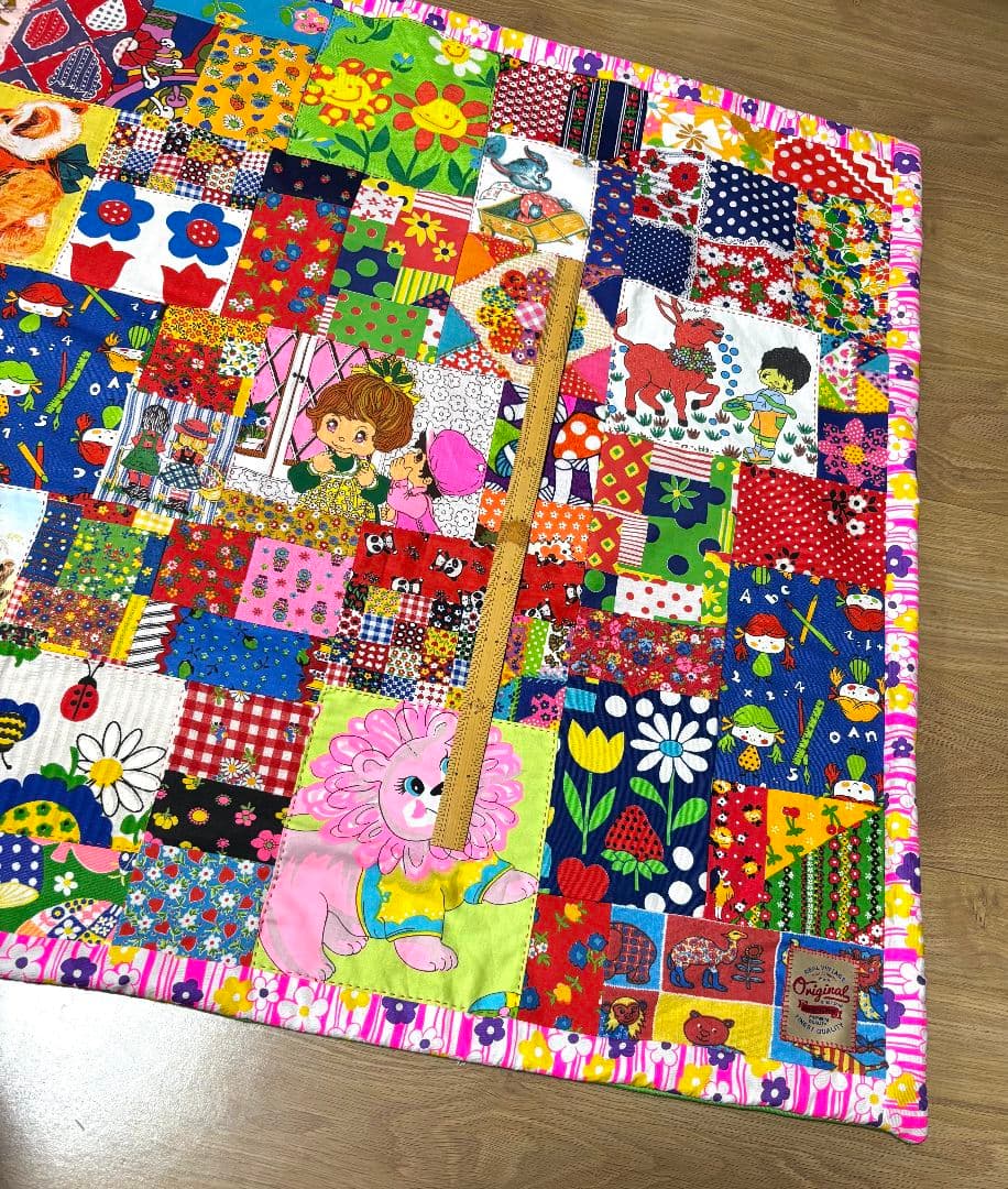 ハンドメイド❇大きめビンテージパッチワーク❇マットと巾着セット