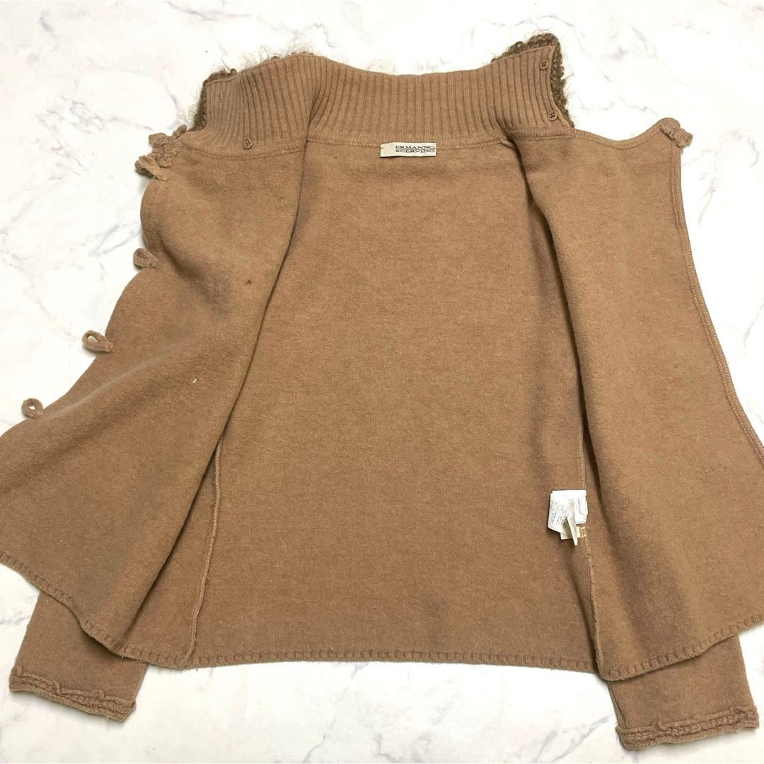 美品 エルマンノ シェルヴィーノ 3Dペイズリー カーディガン アンゴラ42