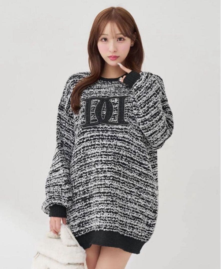 Darich ダーリッチ　DDロゴツイードニットプルオーバー　ブラック