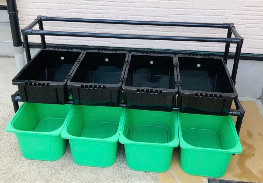 メダカ飼育ラック　ブラック　2段