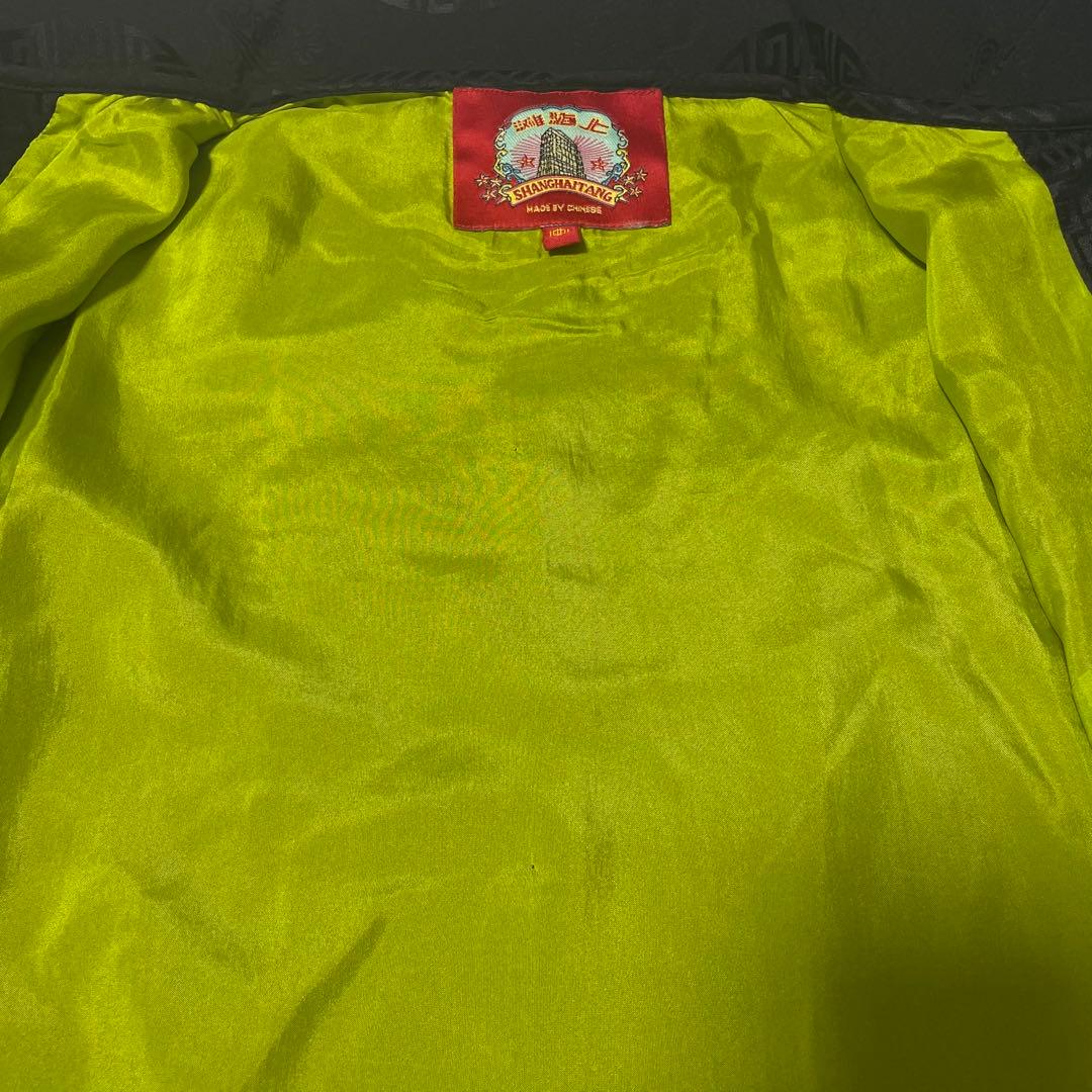 シャンハイタン 上海灘 チャイナ シャツ シルクシャツ M 黒 カンフー 太極拳