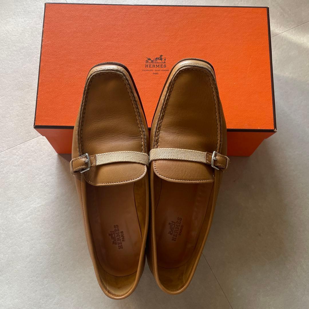 【HERMES 】レザー /革靴/美品/キャメル/36