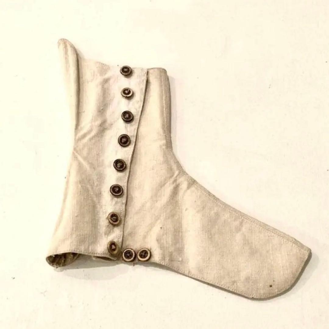 フランスアンティーク 白リネン フットカバー