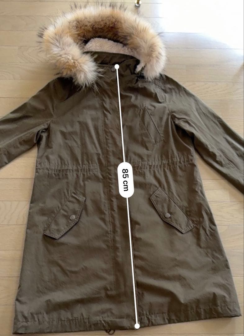 INDIVI ラクーンファー ミリタリーコート 4WAY モッズコート 40