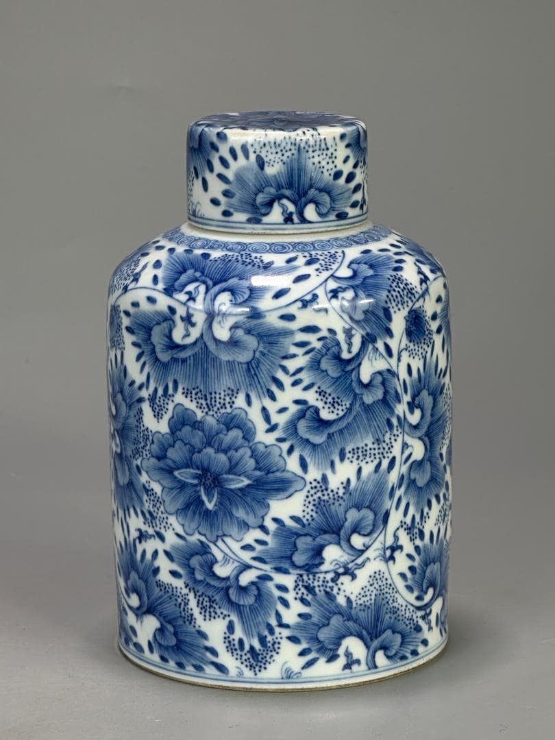 中国美術　煎茶道具　茶器　青花花卉文茶壺　染付茶入　時代　古物　唐物