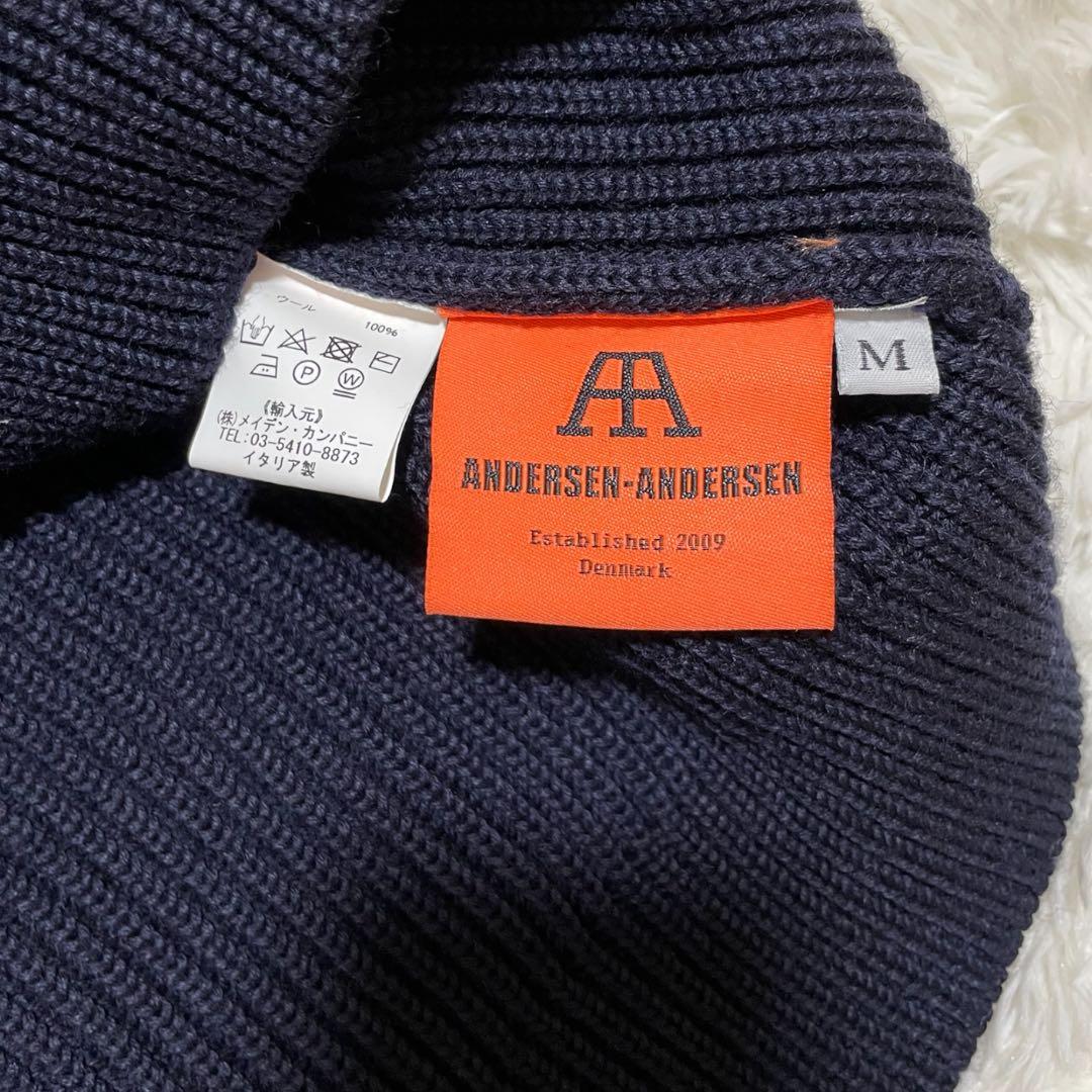極美品 ANDERSEN-ANDERSEN 5G クルーネック ニット M 紺