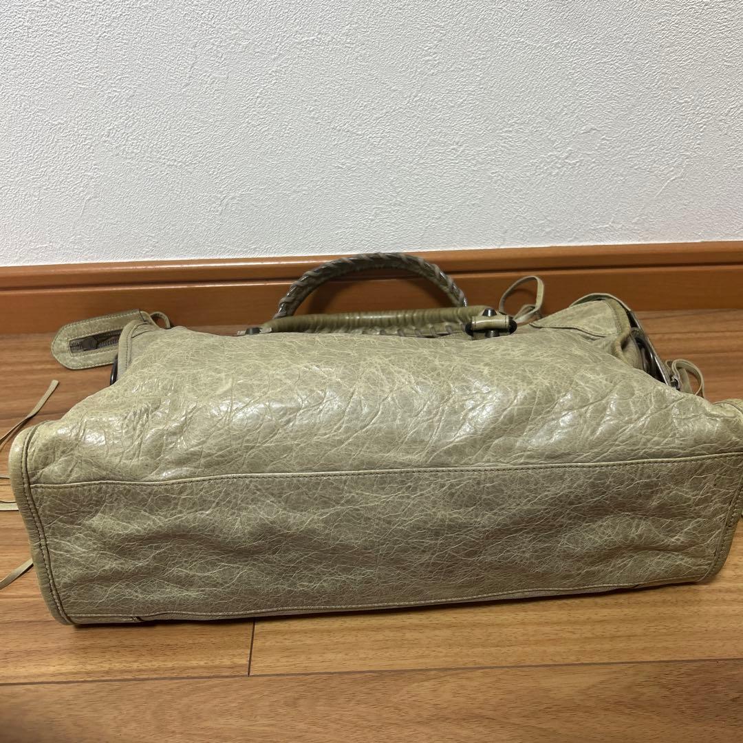 BALENCIAGA PARISグレー レザー ハンドバッグ