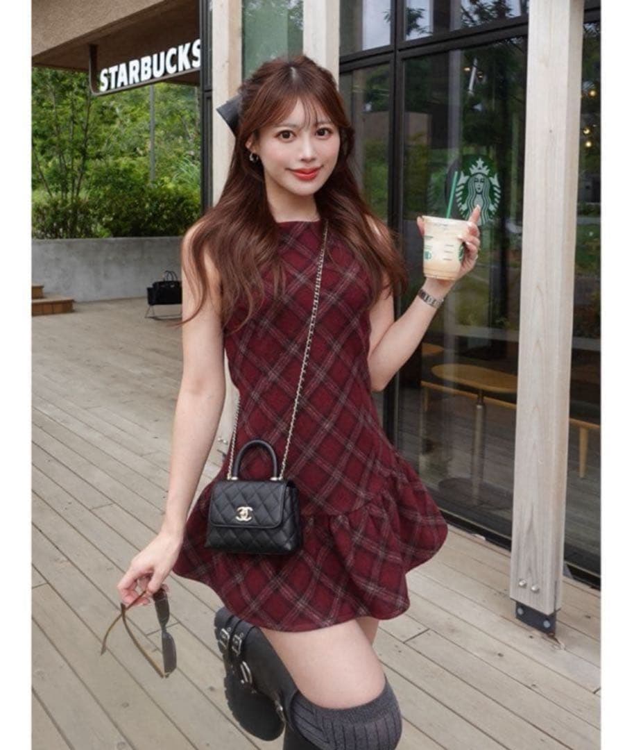 Darich タータンチェックノースリミニワンピース　BRD