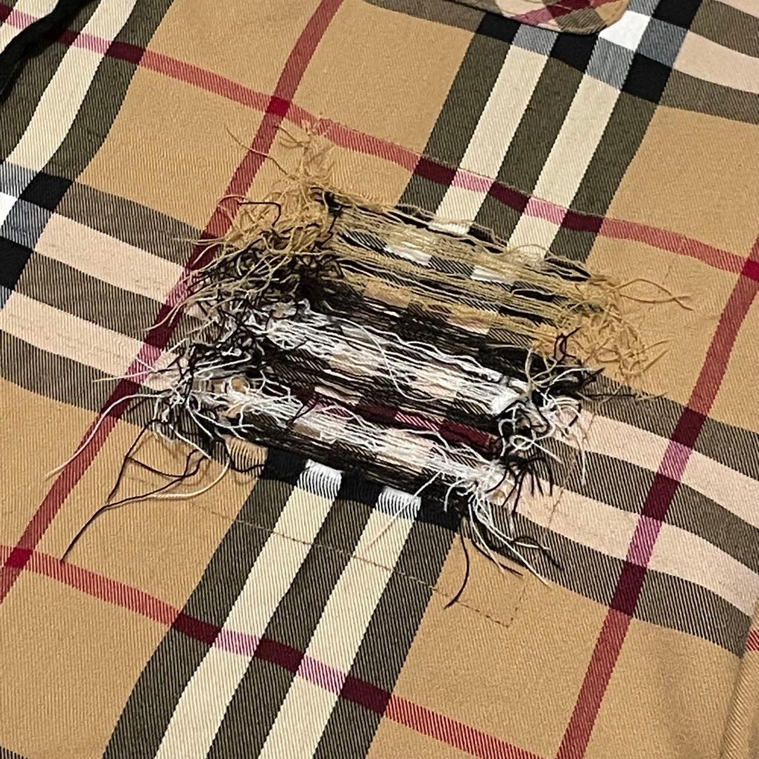 2回着極美品 Bagarch ノバチェック フード着脱可 シャツワンピース 加工