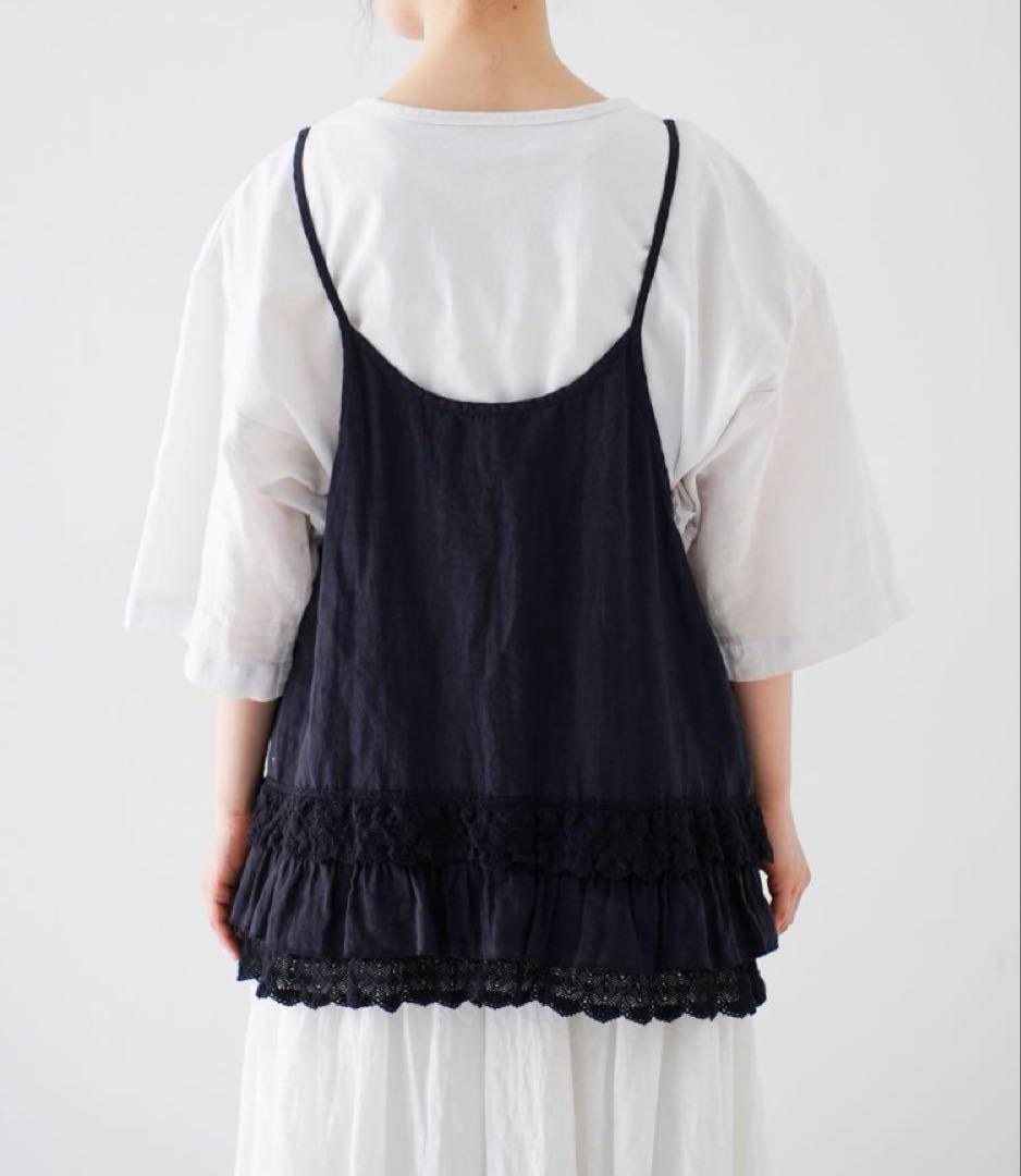 nest Robe リネンレースヘムキャミソール　ネイビー