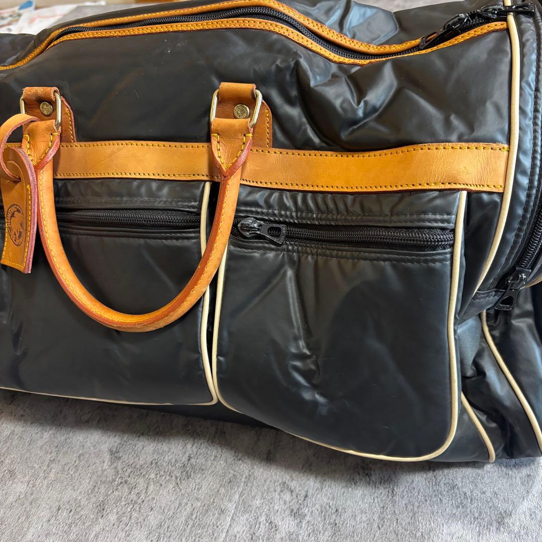 HUNTING WORLD 2WAY ナイロン×レザー ボストン 黒 大容量用