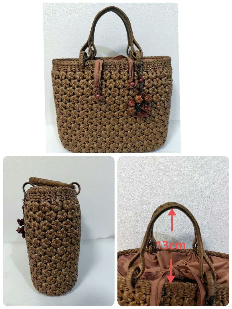 クラフトで作った山葡萄風かごバッグ2点