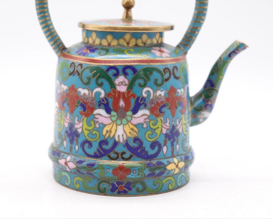 中国　七宝焼　急須　送料込み250510