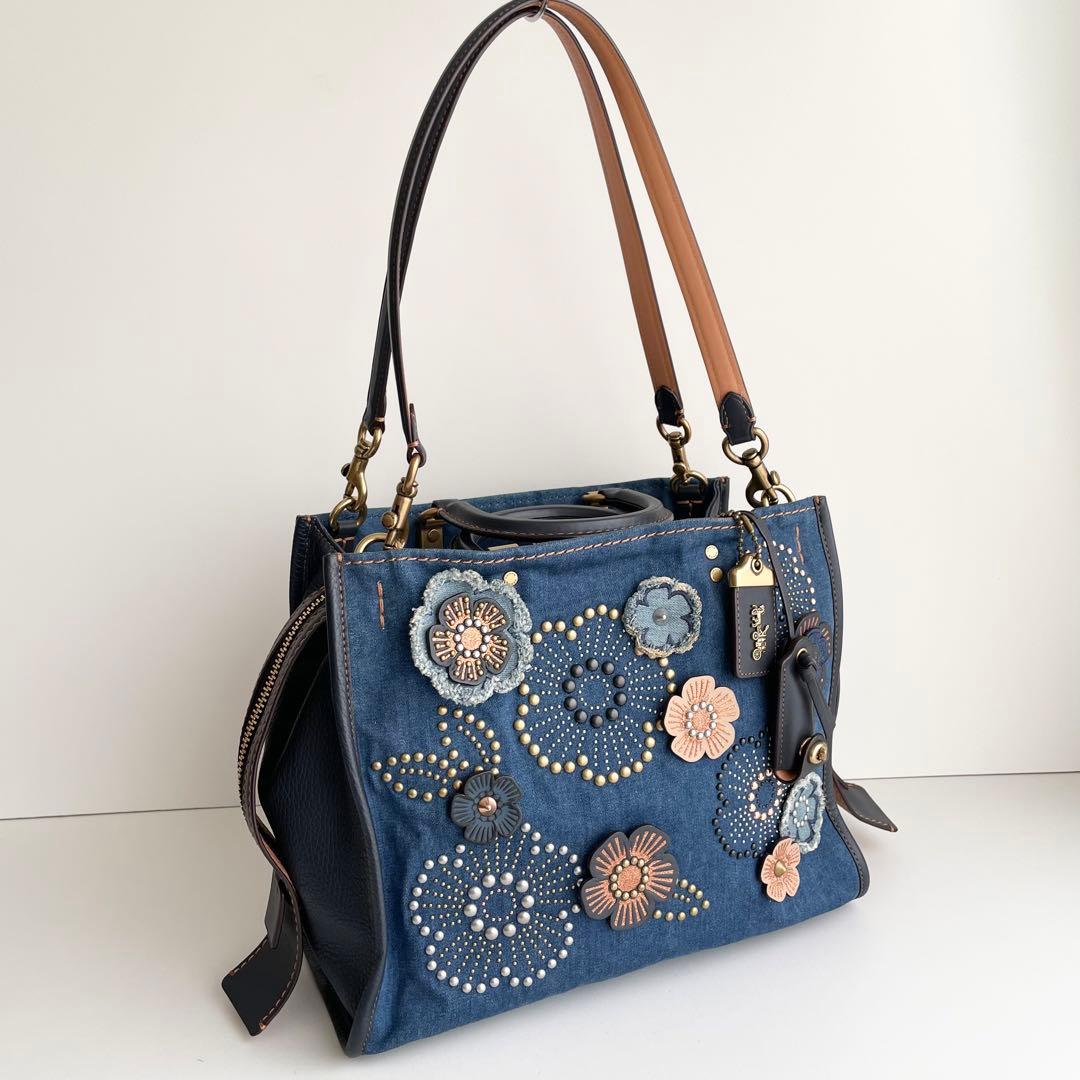 コーチ ローグ Rogue ティーローズ ハンドバッグ デニム 激レア 日本限定