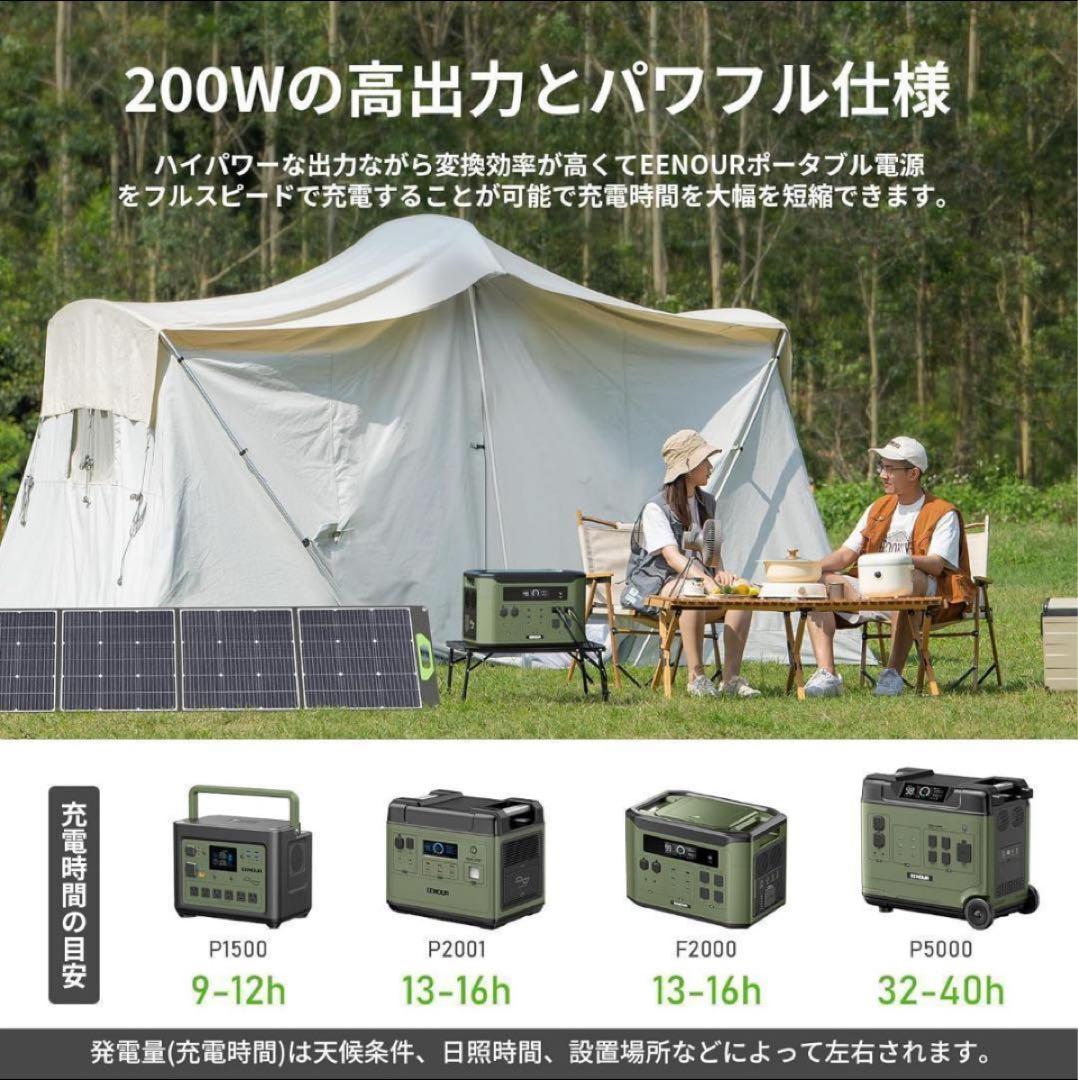 防災 キャンプ ソーラーパネル 200W 18V/36V切替可能 高発電量