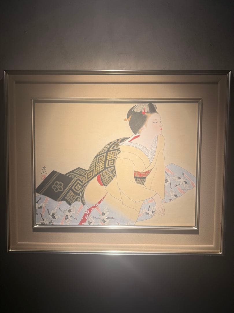 肉筆日本画【美人画】直筆サインあり　作者不詳