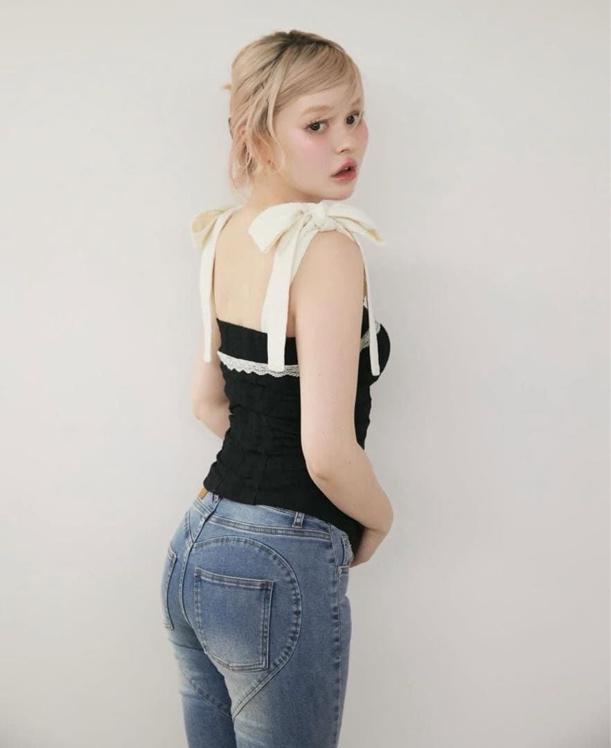 トップス Samantha ribbon tops black andmary