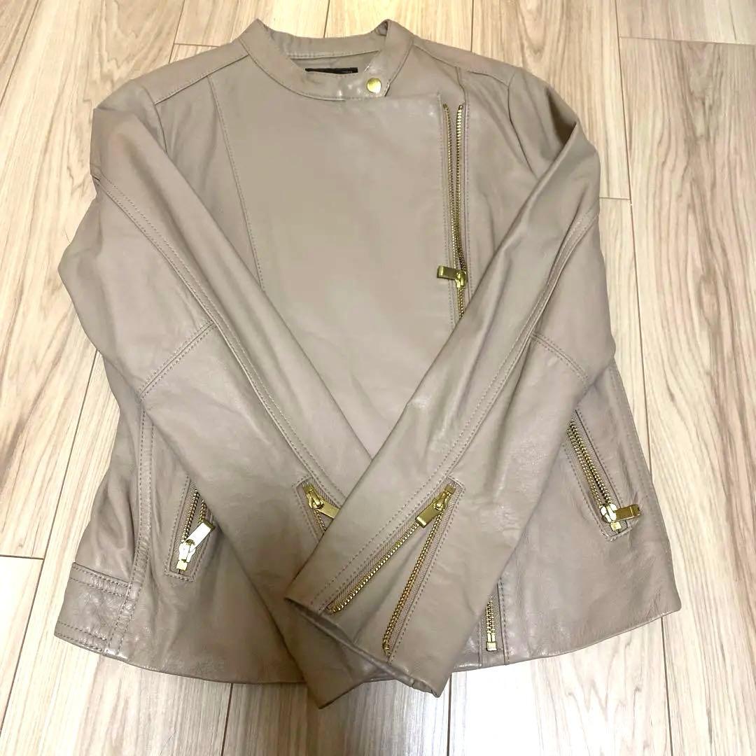 【美品】noble ソフトラムレザーライダースブルゾン 38