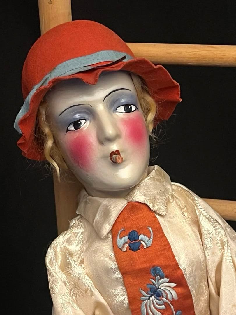 ブドワールドール　アンティークドール　 ピエロ　布人形　入手困難
