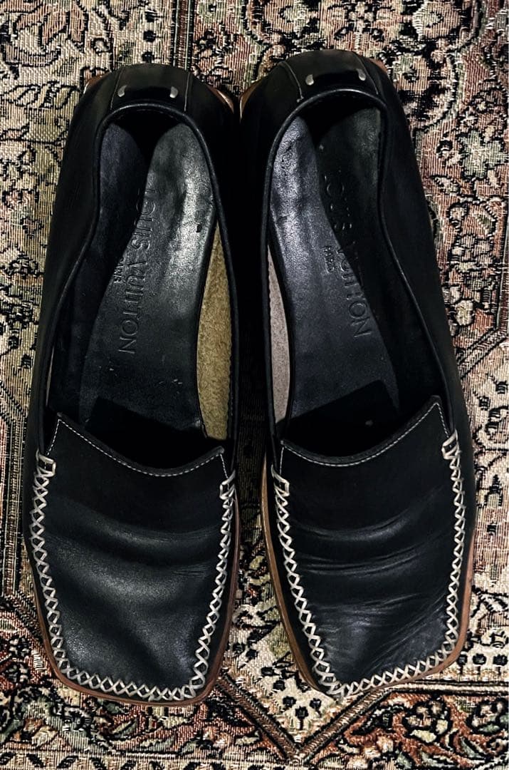 LOUIS VUITTON 25cmレザーローファー スクエアトゥ