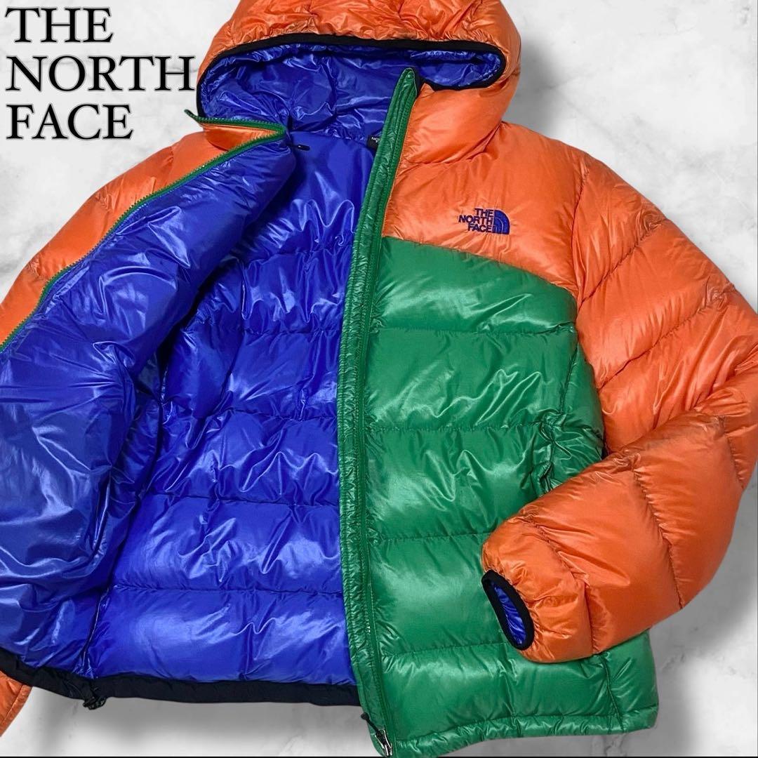 ザノースフェイス アコンカグア ダウンジャケット グリーン×オレンジ XLサイズ