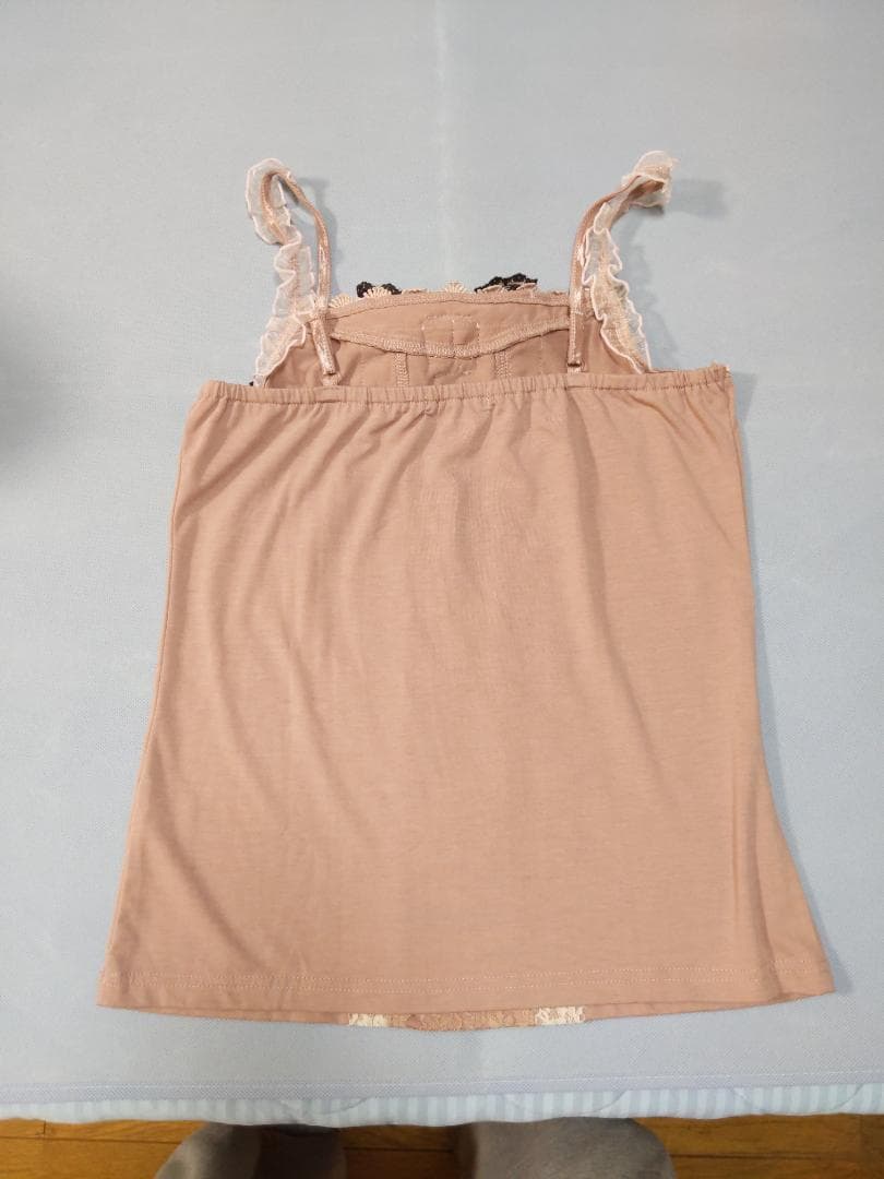 axes femme アクシーズファム キャミソール ピンク リボンとレース装飾