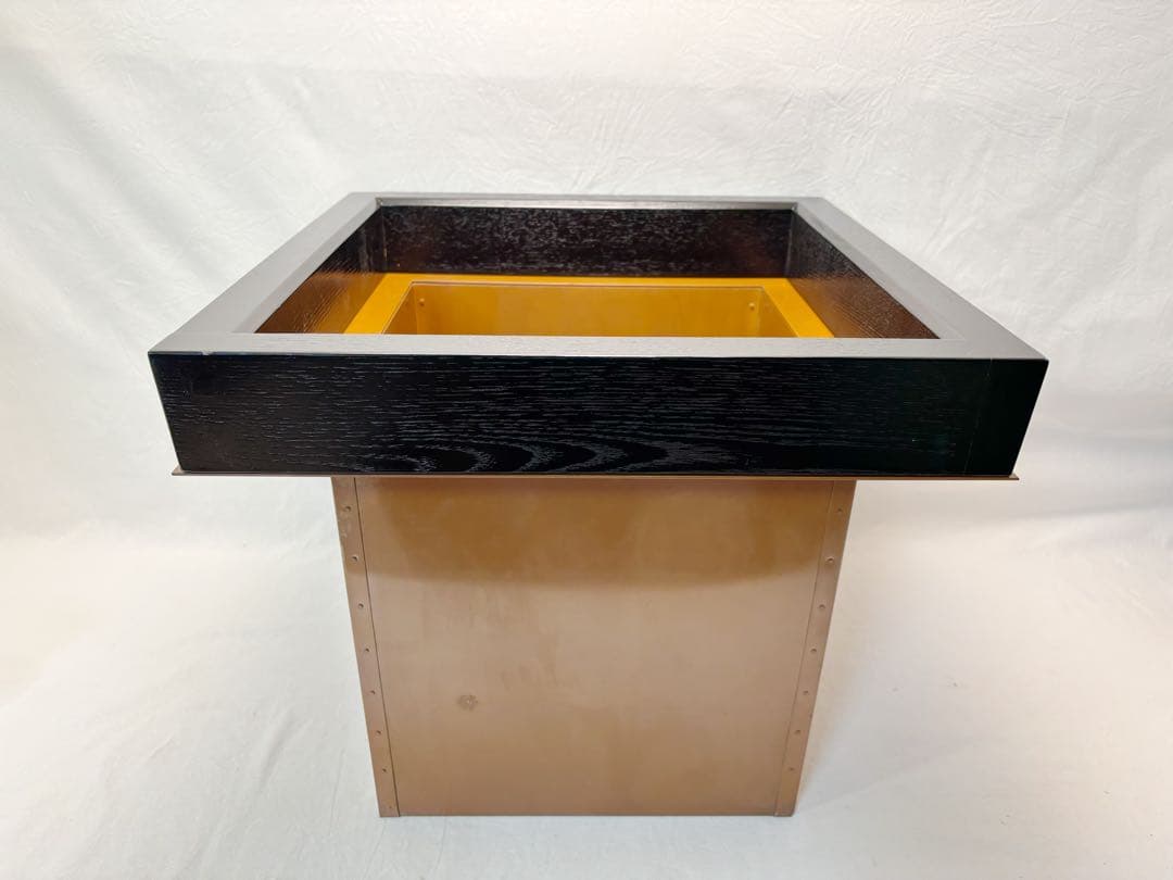 茶道具 銅製 炉壇 利休炉壇 柿合黒塗 炉縁 五徳 炉蓋 4点セット 元箱