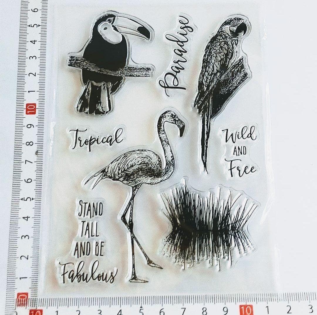 (409)【海外製 】クリアスタンプ トロピカル 野鳥