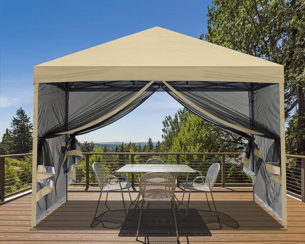 マスターキャノピー　ワンタッチタープテント 　3段階調節 (3x3, ベージュ)