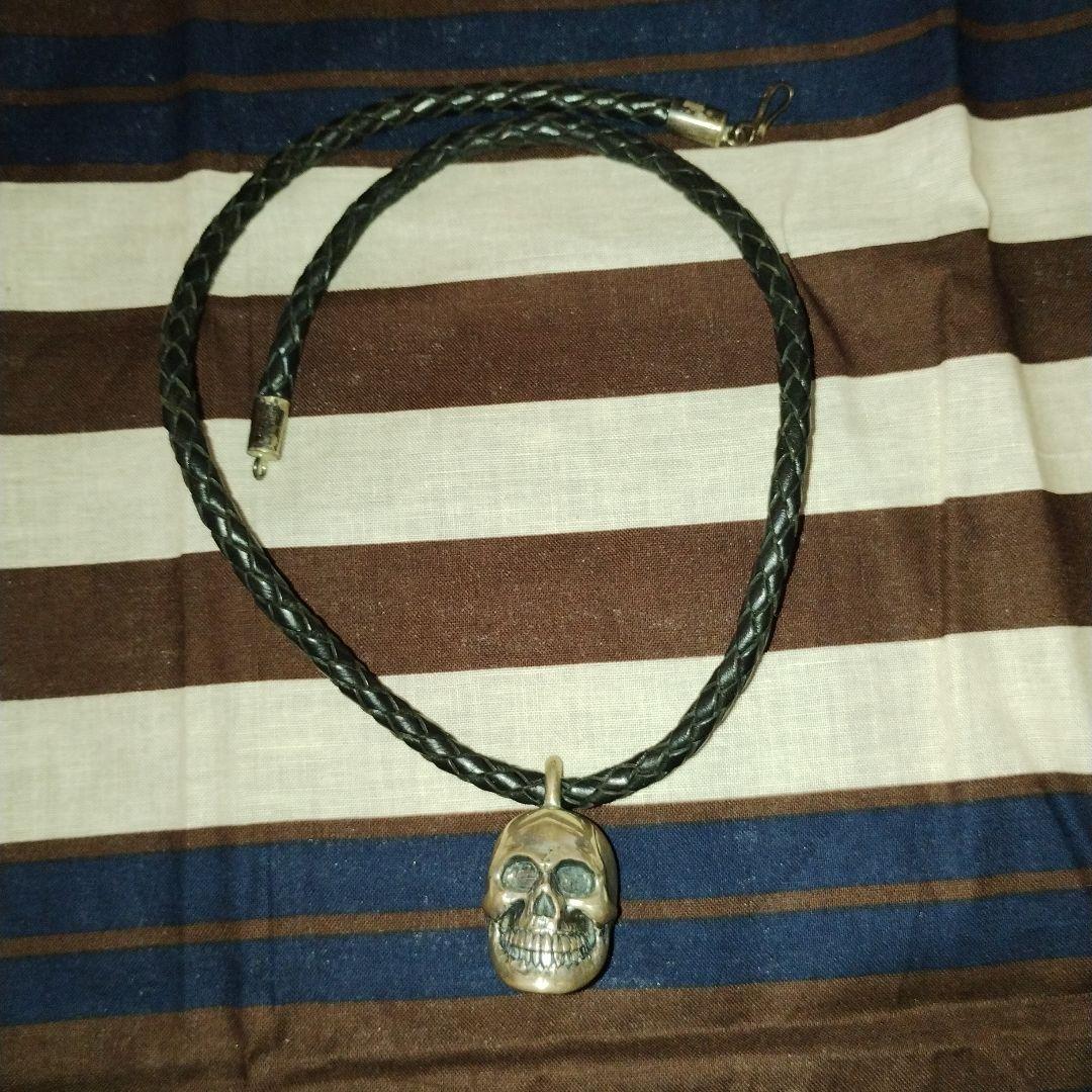 DEALDESIGN スカルペンダント付きレザーネックレス ウォレットハンガー