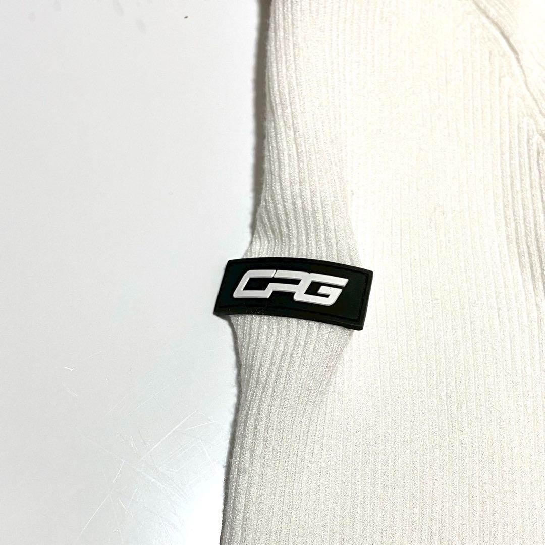 美品 CPG GOLF ハイネック フレア リブニット ワンピース ホワイト 2