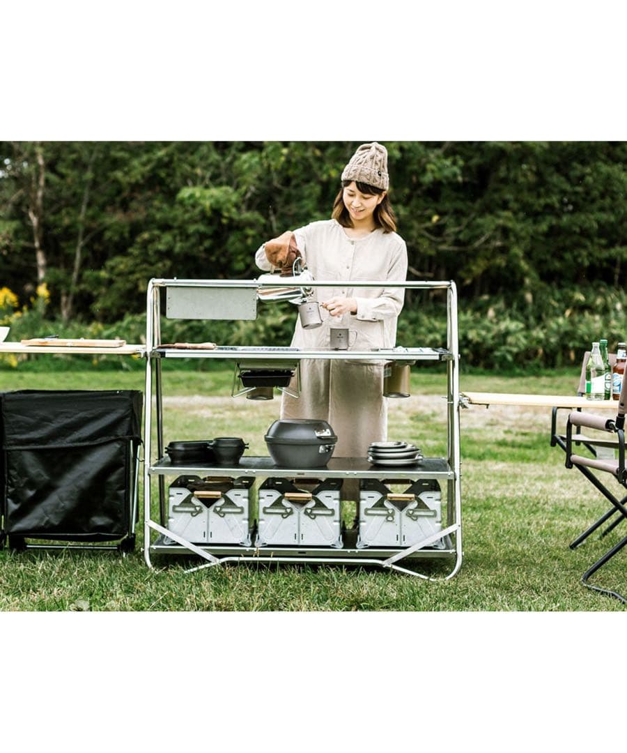 スノーピーク ステンレスキッチンテーブル キャリーバッグx2+ガビングフレーム付