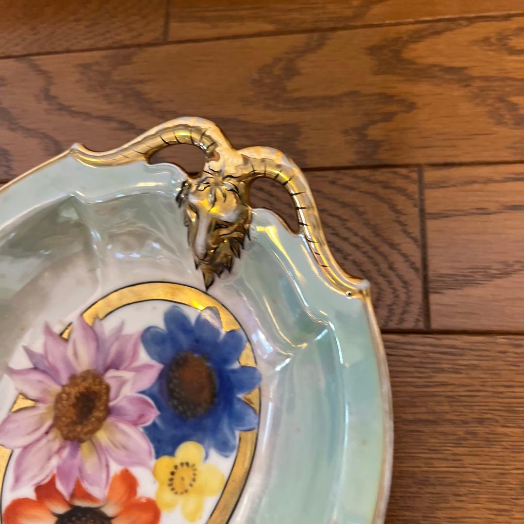 最終処超レアオールドノリタケ山羊持ち手フィギュア変形ボウルラスターM JAPAN