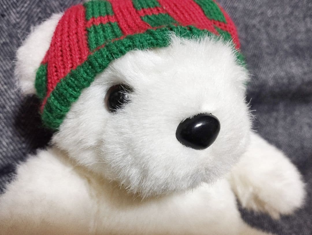 SANTA BEAR シロクマ 白熊 ぬいぐるみ ニット帽 ヴィンテージ 非売品