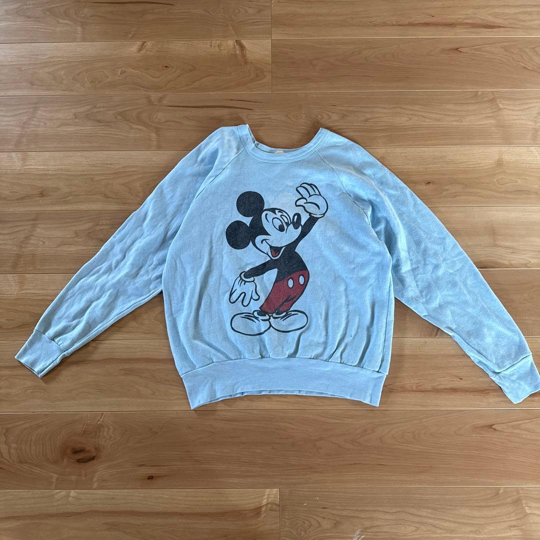 ミッキーマウス プリント トレーナー　ヴィンテージ　染み込みプリント