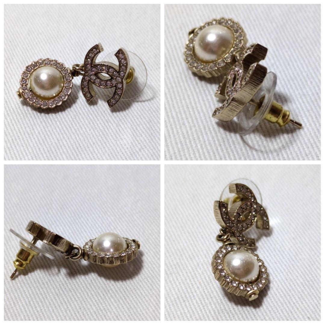 片耳　良品　シャネル　ゴールド　ラインストーン　ココマーク　ピアス　B21V