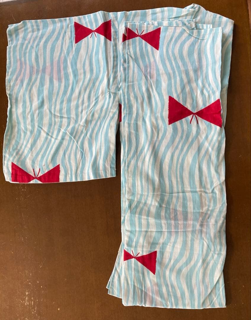 ドゥーブルメゾン　綿麻ゆかた 今日、空を飛びながら水色　対応身長〜159㎝