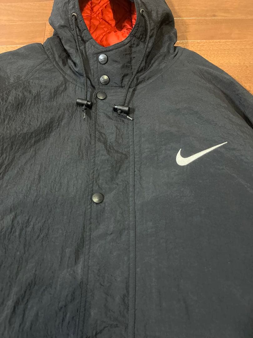NIKE 90s ビンテージ 銀タグ ビッグスウォッシュ ベンチコート 黒 L
