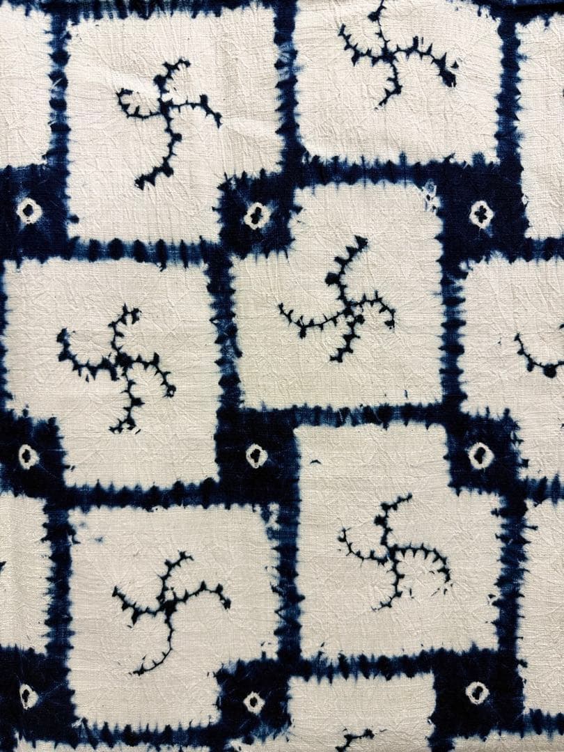 N9「片野絞り」民藝 藍染絞り職人 片野かほり 藍染絞り布 国展 出品作品